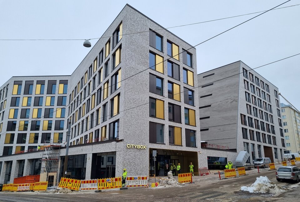 <p>Citybox Helsinki hotelli ennen valmistumista tammikuussa 2024</p>